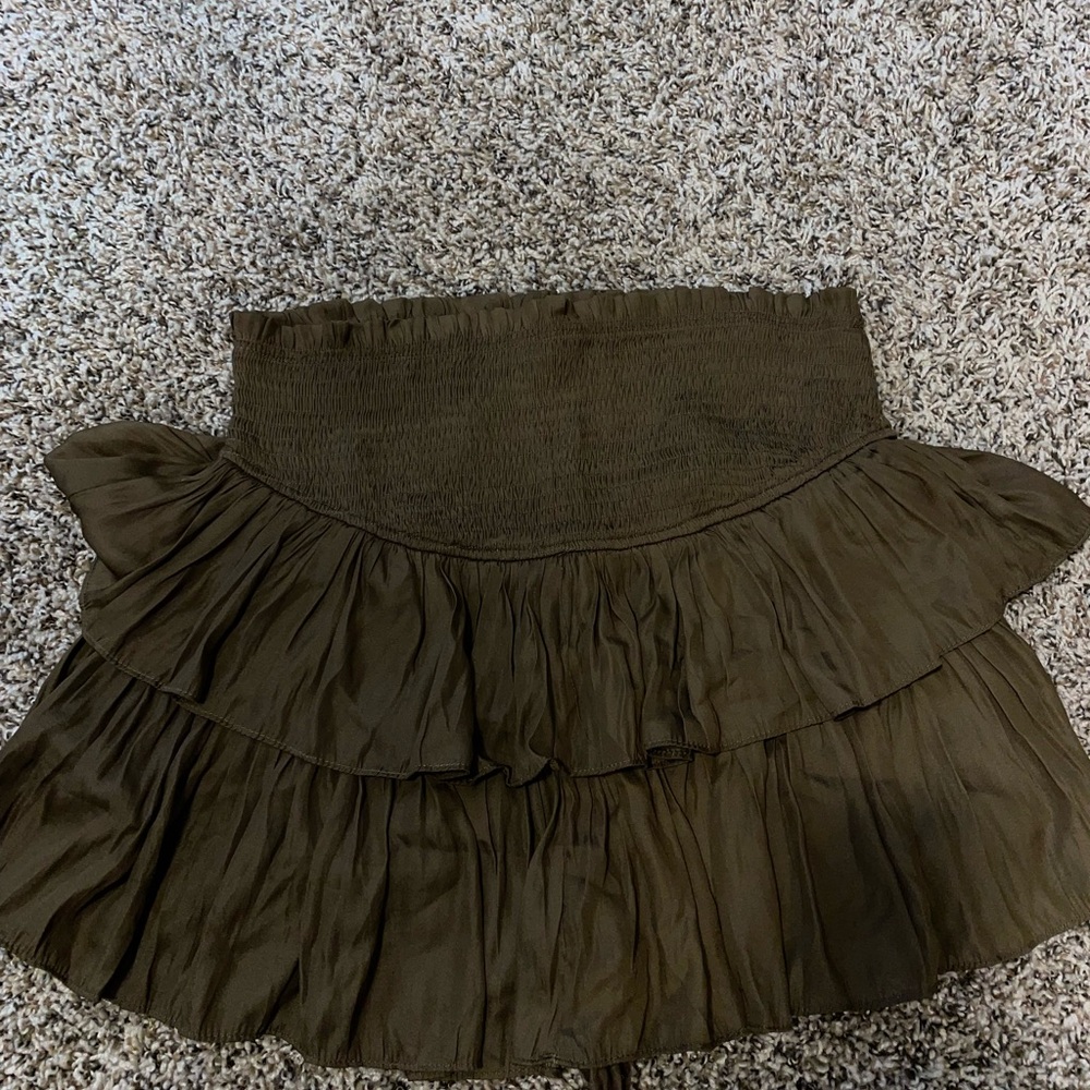 Mustard Seed Olive Tiered Mini Skirt
